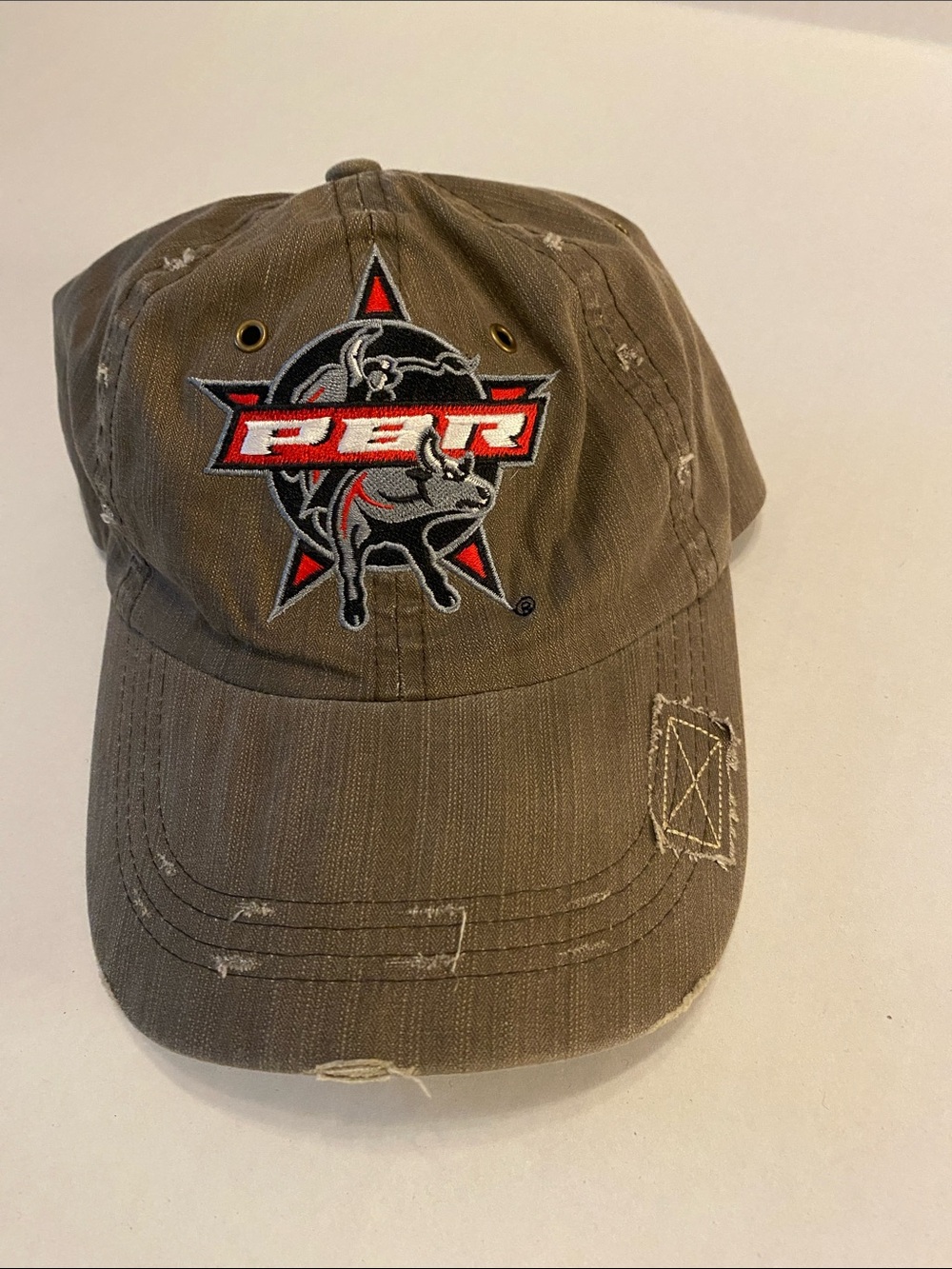 PBR Embroidered Logo Brown Distressed Baseball Cap